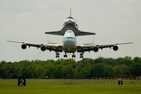Final flyover for space shuttle Discovery