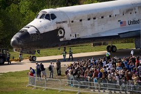 Shuttle Discovery's official welcome